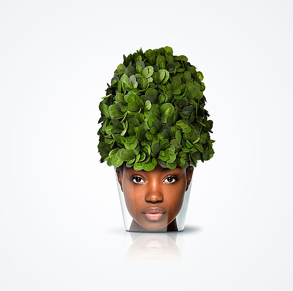 עציץ עם פנים של בחורה עליו